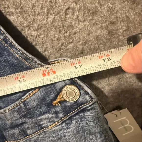 Maurices Denim Bib Flare Overalls Womens 12 (inseam 32) blue stretch western NWT - Picture 9 of 15